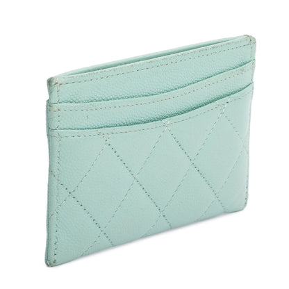 Chanel Green Caviar Leather Classic Card Holder