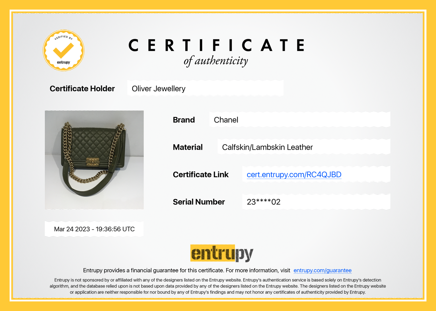 Chanel Green Lambskin Medium Boy Bag