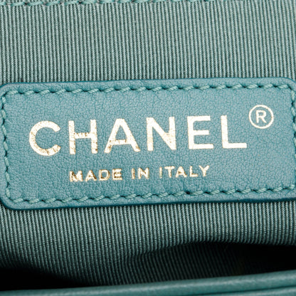 Chanel Green Quilted Lambskin Leather Large Boy Bag