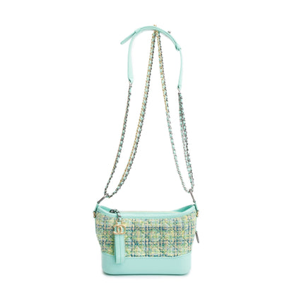 Chanel Green Tweed Calfskin Leather Small Gabrielle Hobo