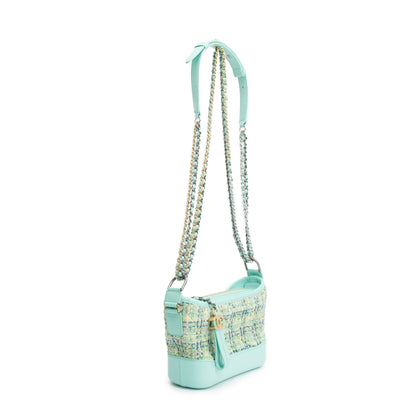 Chanel Green Tweed Calfskin Leather Small Gabrielle Hobo