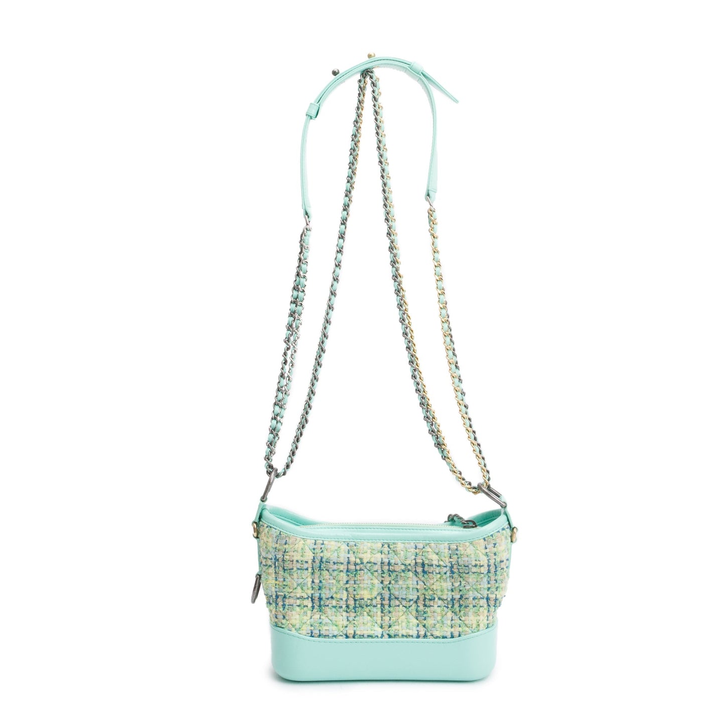 Chanel Green Tweed Calfskin Leather Small Gabrielle Hobo