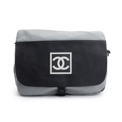 Chanel Grey & Black Nylon Interlocking CC Logo Sport Ligne Messenger Bag