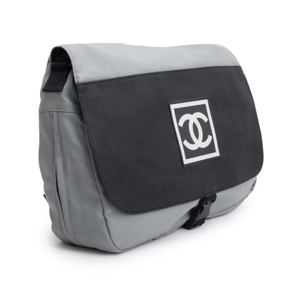 Chanel Grey & Black Nylon Interlocking CC Logo Sport Ligne Messenger Bag