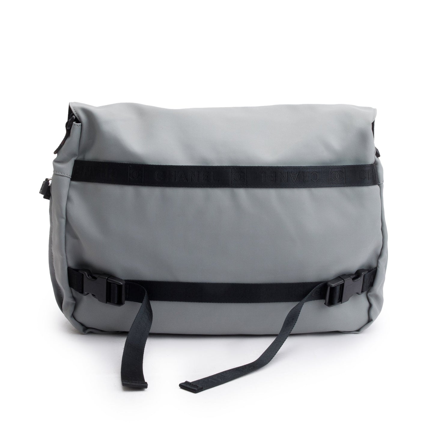 Chanel Grey & Black Nylon Interlocking CC Logo Sport Ligne Messenger Bag