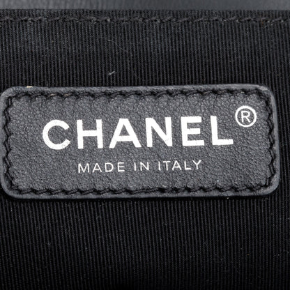 Chanel Grey Calfskin Leather Braided Tweed Old Medium Boy Bag