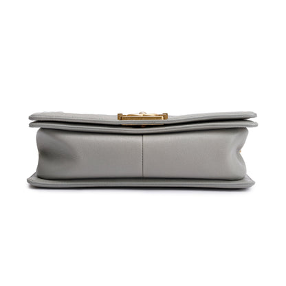 Chanel Grey Caviar Leather Medium Boy Bag