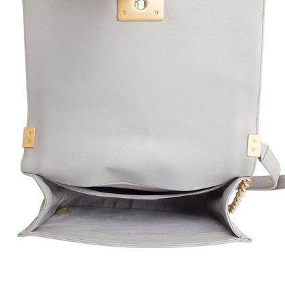 Chanel Grey Caviar Leather Medium Boy Bag