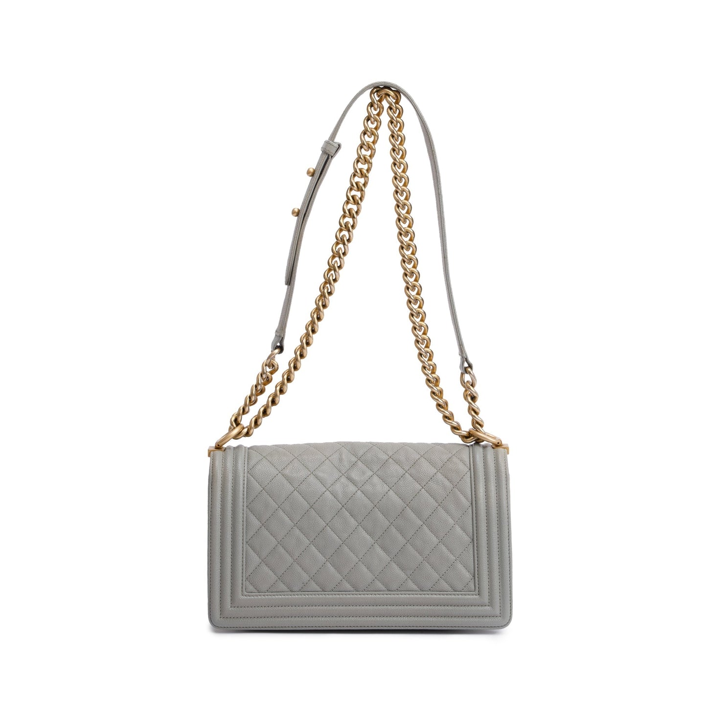 Chanel Grey Caviar Leather Medium Boy Bag