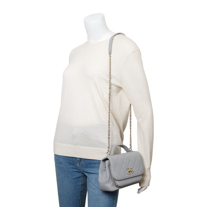 Chanel Grey Caviar Leather Small Business Affinity Flap Bag