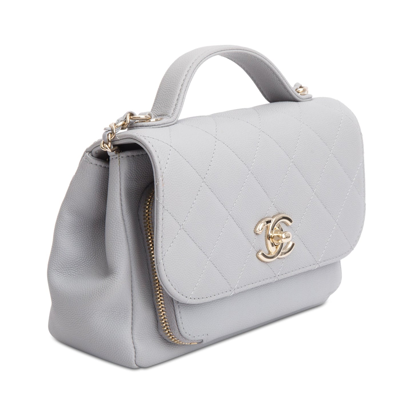 Chanel Grey Caviar Leather Small Business Affinity Flap Bag