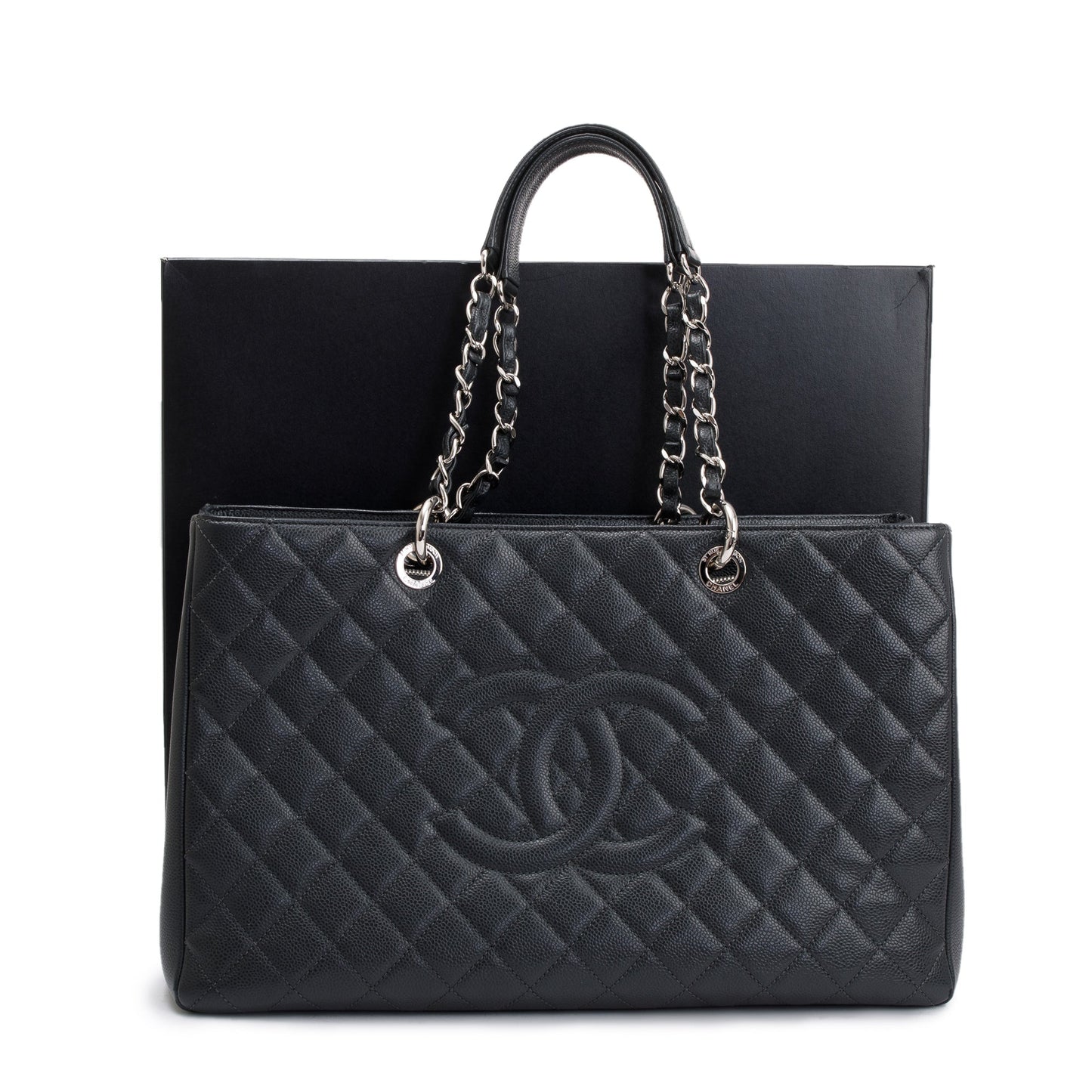 Chanel Grey Caviar Leather XL Grand Shopping Tote (GST)