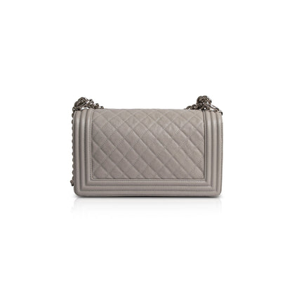 Chanel Grey Caviar Medium Boy Bag