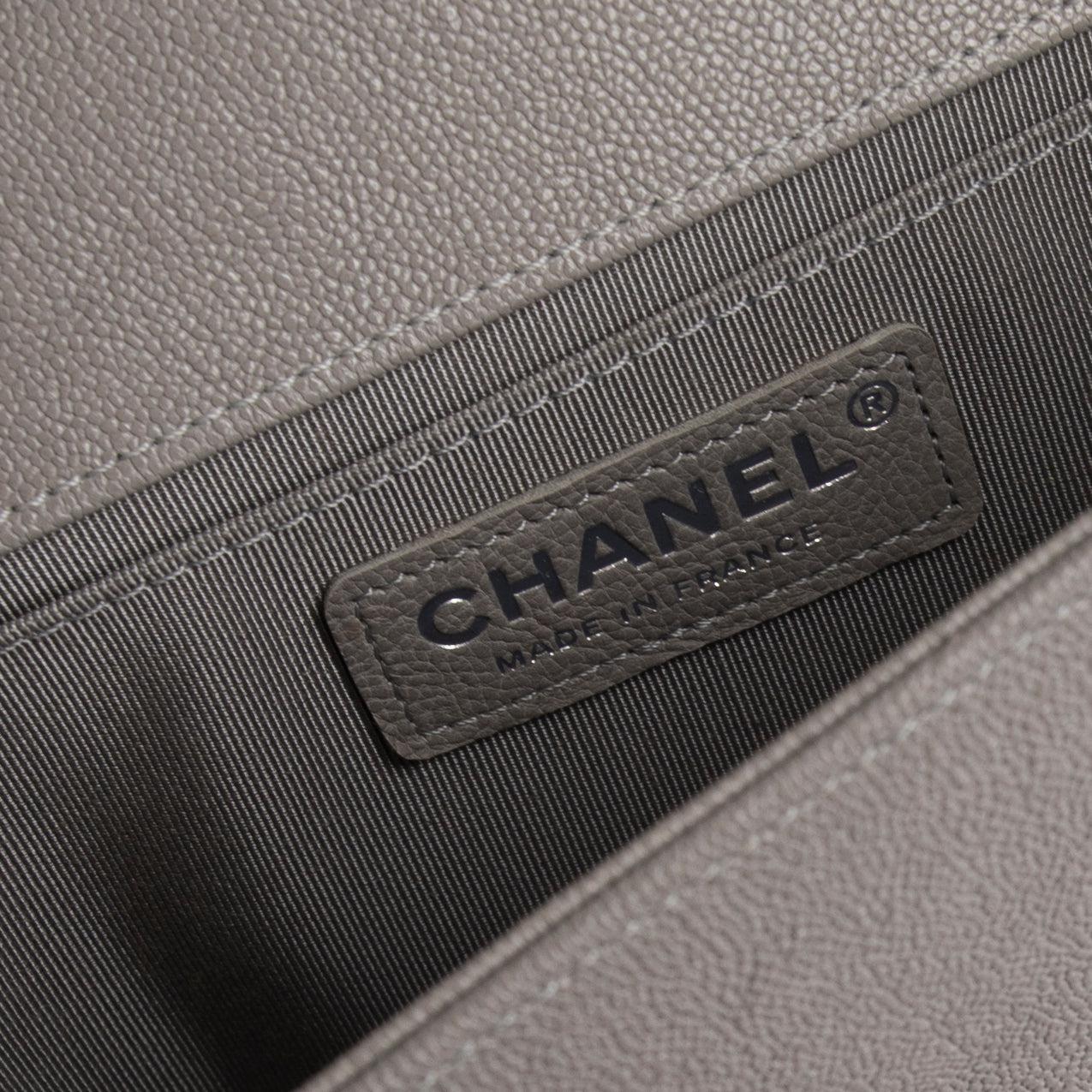 Chanel Grey Caviar Medium Boy Bag