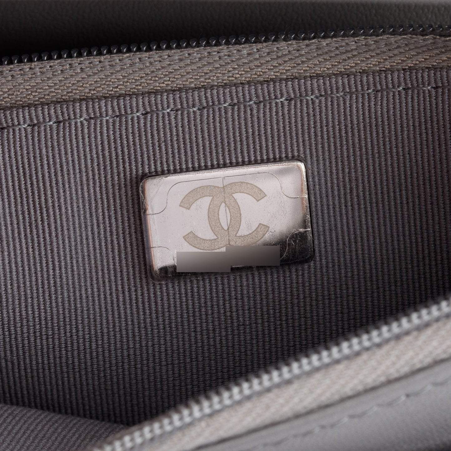 Chanel Grey Chevron Lambskin Leather Classic Wallet on Chain