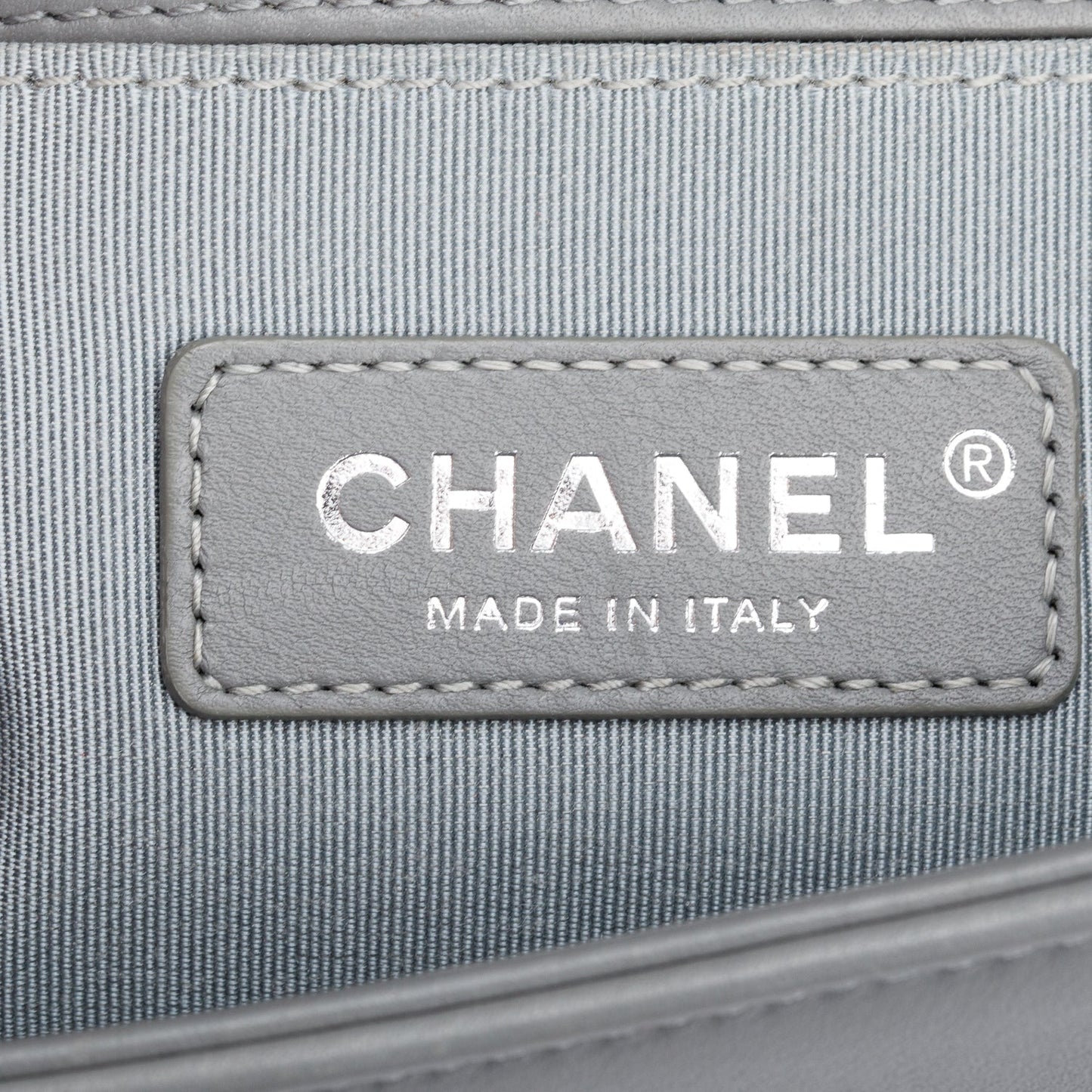 Chanel Grey Chevron Quilted Calfskin Leather Small Boy Bag