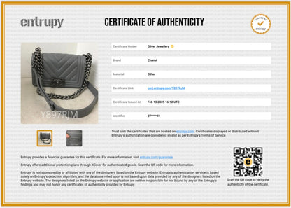 Chanel Grey Chevron Quilted Calfskin Leather Small Boy Bag