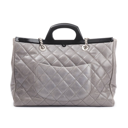 Chanel Grey Glazed Calfskin Leather Large CC Delivery Tote