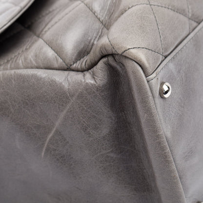 Chanel Grey Glazed Calfskin Leather Large CC Delivery Tote