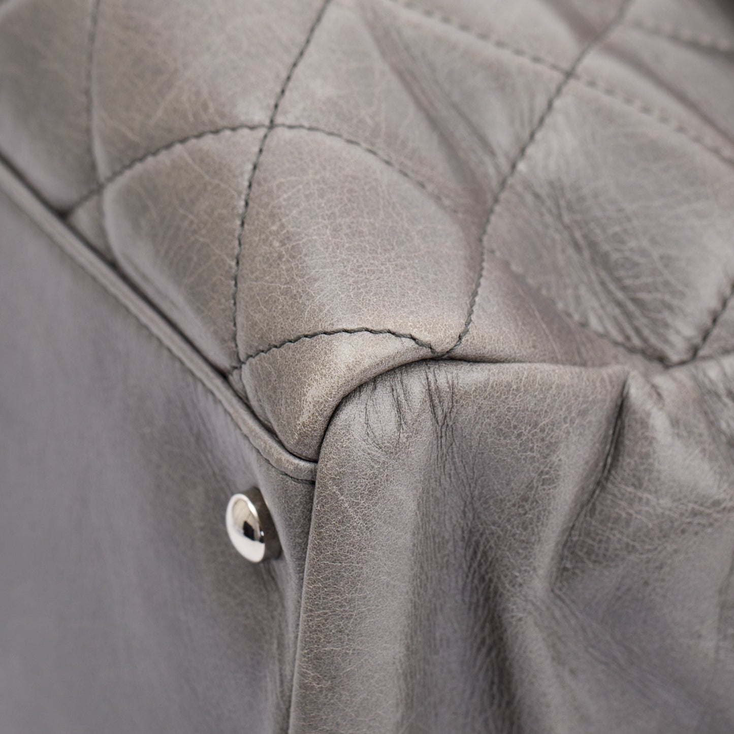 Chanel Grey Glazed Calfskin Leather Large CC Delivery Tote