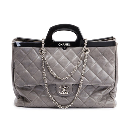 Chanel Grey Glazed Calfskin Leather Large CC Delivery Tote