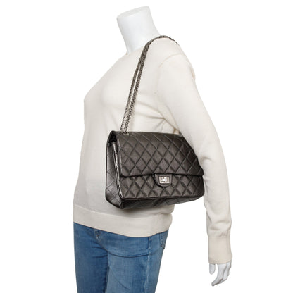 Chanel Grey Metallic Aged Calfskin Leather 2.55 Reissue 226 Double Flap Bag