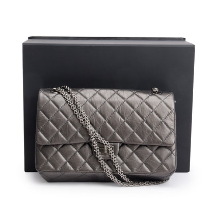 Chanel Grey Metallic Aged Calfskin Leather 2.55 Reissue 226 Double Flap Bag