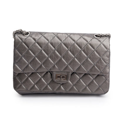 Chanel Grey Metallic Aged Calfskin Leather 2.55 Reissue 226 Double Flap Bag