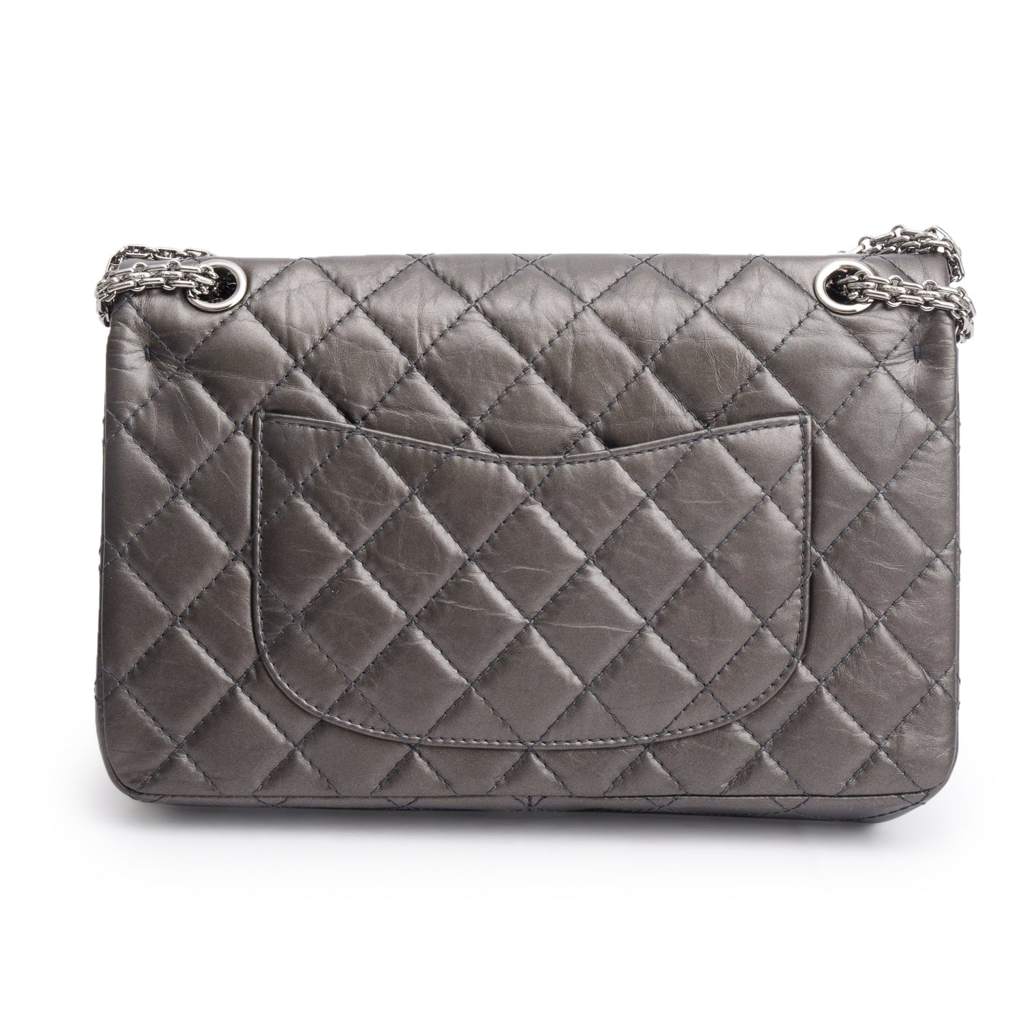 Chanel Grey Metallic Aged Calfskin Leather 2.55 Reissue 226 Double Flap Bag