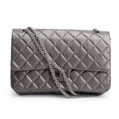 Chanel Grey Metallic Aged Calfskin Leather 2.55 Reissue 226 Double Flap Bag