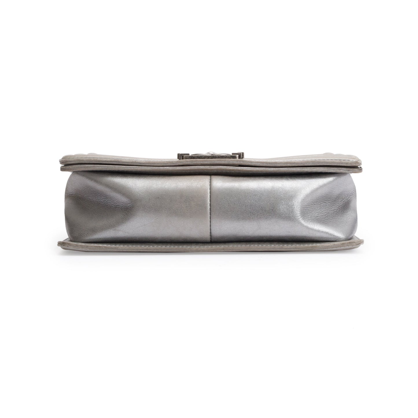 Chanel Grey Metallic Lambskin Leather Medium Boy Bag