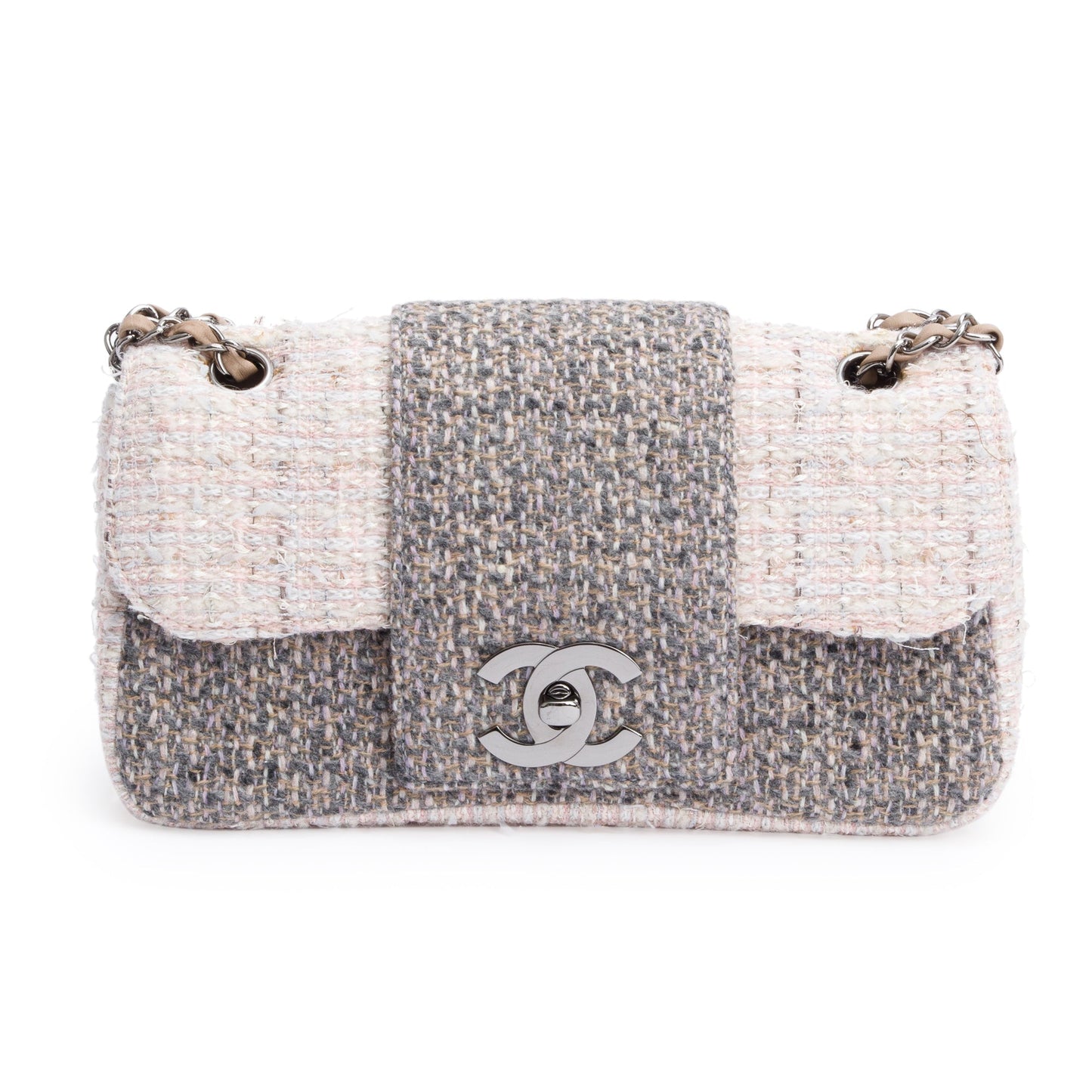 Chanel Grey Multicolor Tweed Medium Fantasy Flap Bag