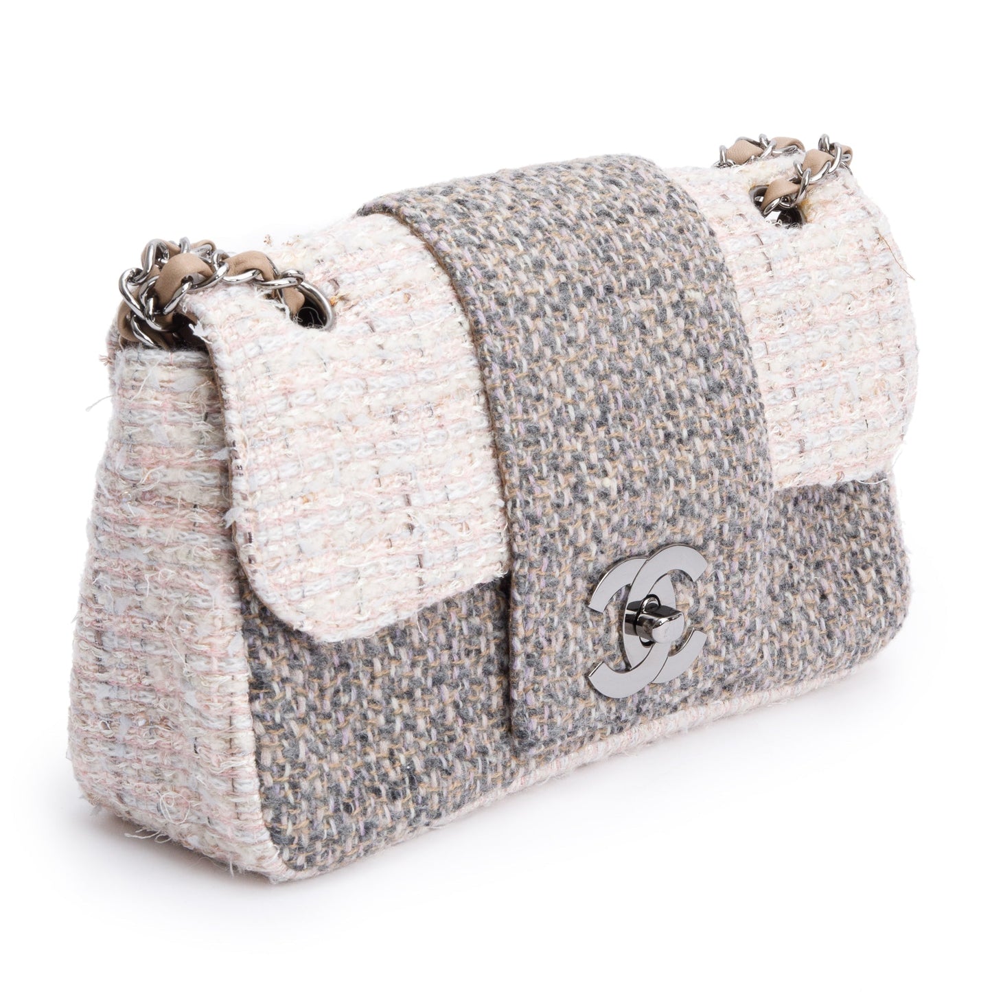 Chanel Grey Multicolor Tweed Medium Fantasy Flap Bag