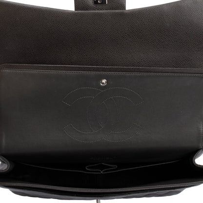 Chanel Grey Quilted Caviar Leather Classic Maxi Double Flap Bag