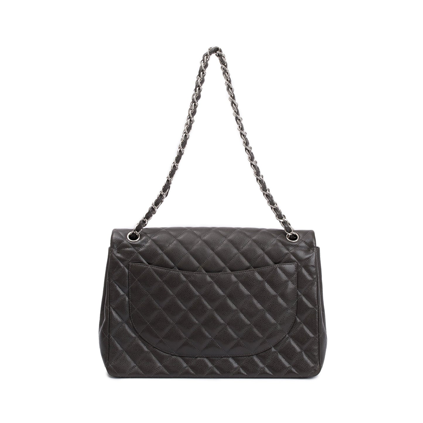 Chanel Grey Quilted Caviar Leather Classic Maxi Double Flap Bag