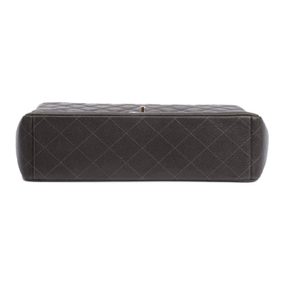Chanel Grey Quilted Caviar Leather Classic Maxi Double Flap Bag