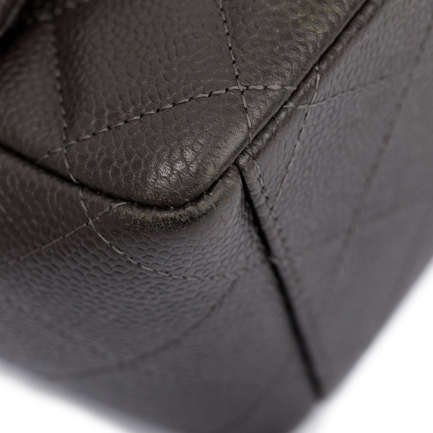 Chanel Grey Quilted Caviar Leather Classic Maxi Double Flap Bag