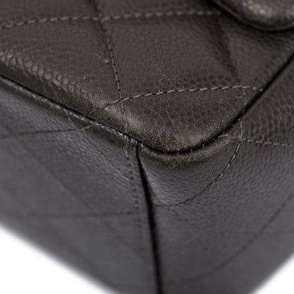 Chanel Grey Quilted Caviar Leather Classic Maxi Double Flap Bag