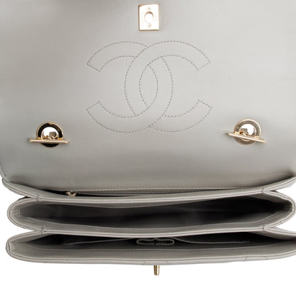 Chanel Grey Quilted Lambskin Trendy CC Medium Top Handle Flap Bag