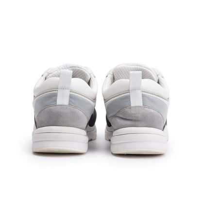 Chanel Grey/White Calfskin Nylon Suede CC Logo Sneakers, Size 37