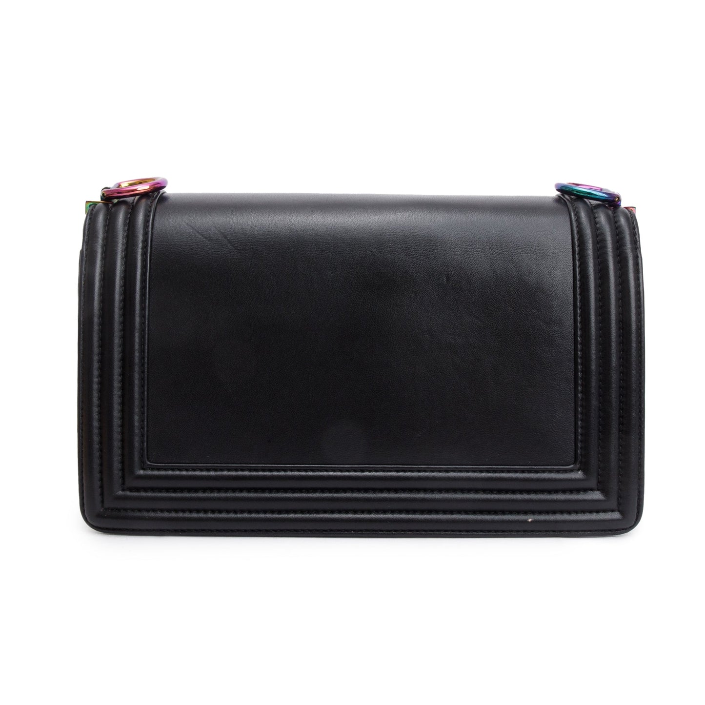 Chanel Iridescent Metal Black Lambskin Leather LED Medium Boy Bag