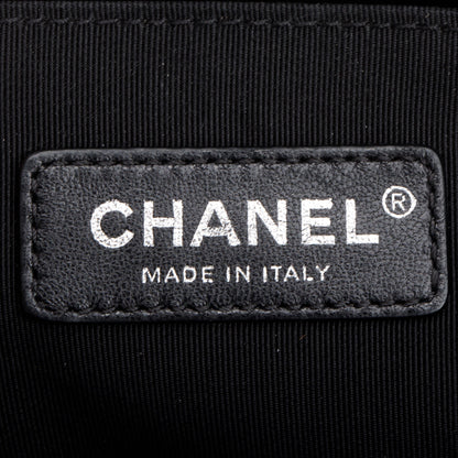Chanel Iridescent Metal Black Lambskin Leather LED Medium Boy Bag