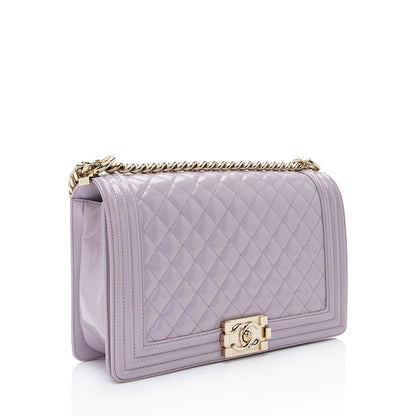 Chanel Patent Leather New Medium Boy Bag