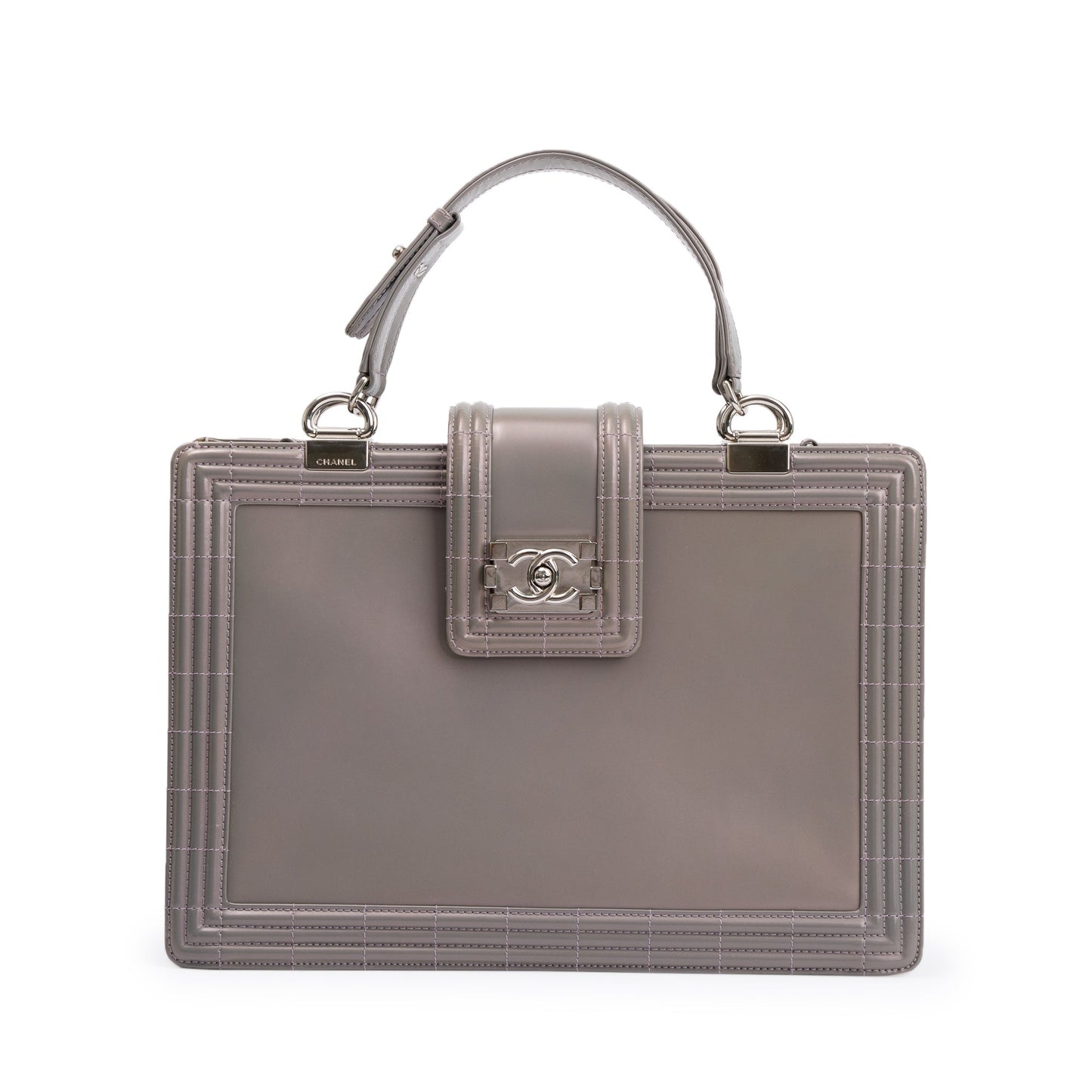 Chanel Iridescent Patent Leather Reverso Boy Shopping Tote