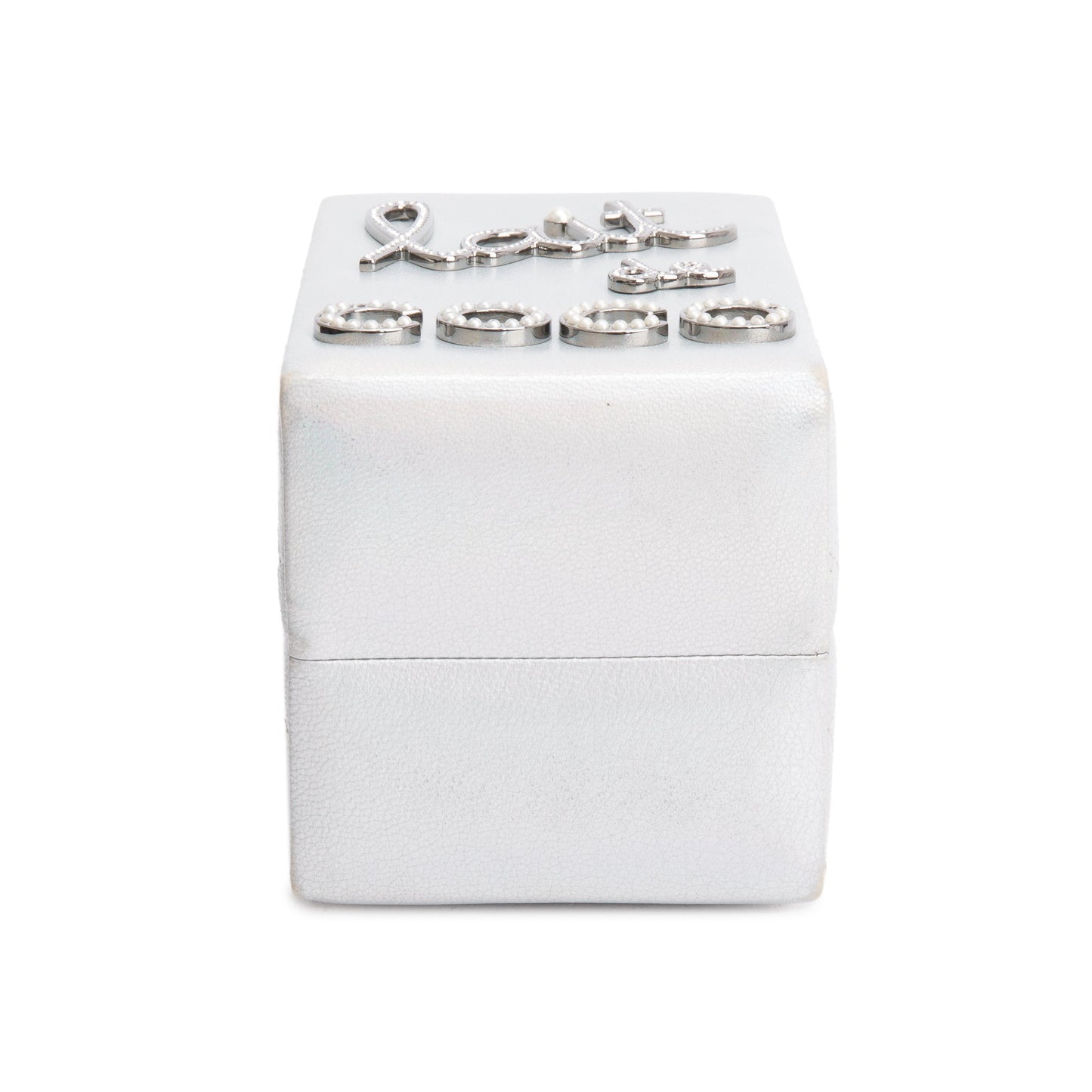 Chanel Iridescent Silver Goatskin Leather Faux Pearl & Strass Lait de Coco Milk Carton Bag