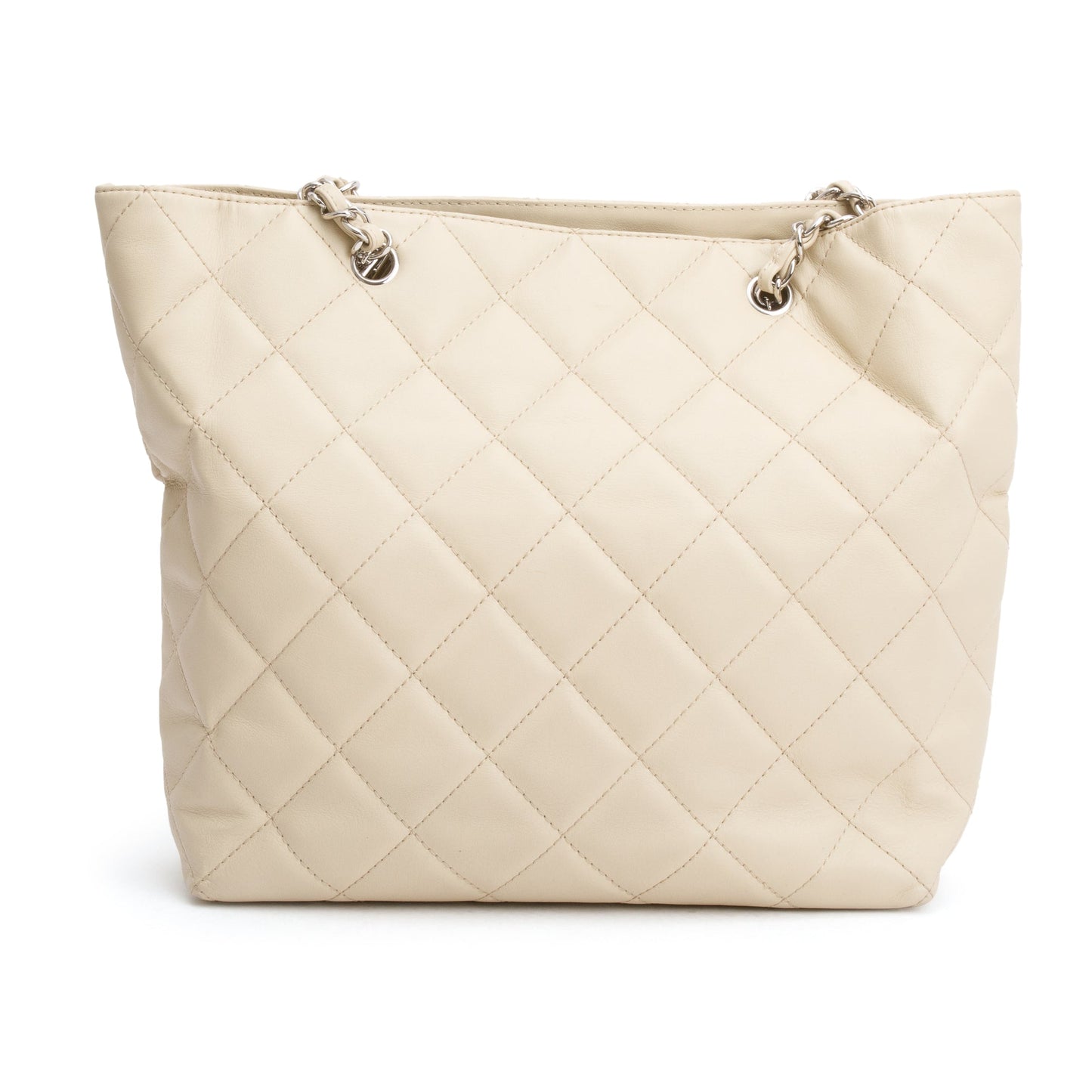 Chanel Ivory Quilted Calfskin Leather In the Business North South Tote