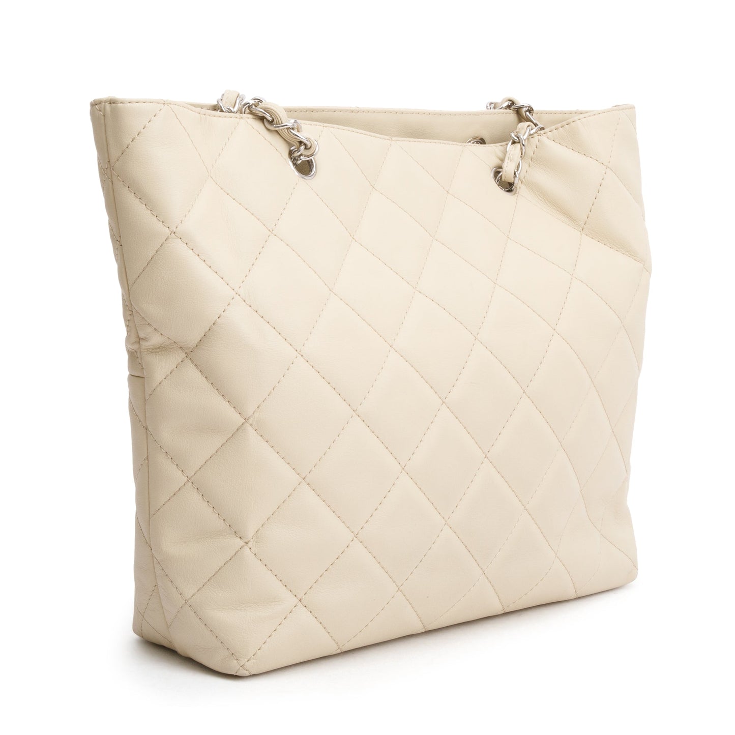 Chanel Ivory Quilted Calfskin Leather In the Business North South Tote