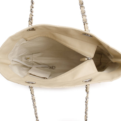 Chanel Ivory Quilted Calfskin Leather In the Business North South Tote