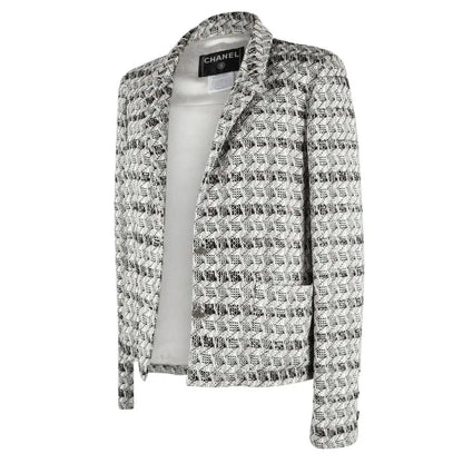 CHANEL SUBTLE SILVER THREAD TWEED BLAZER
