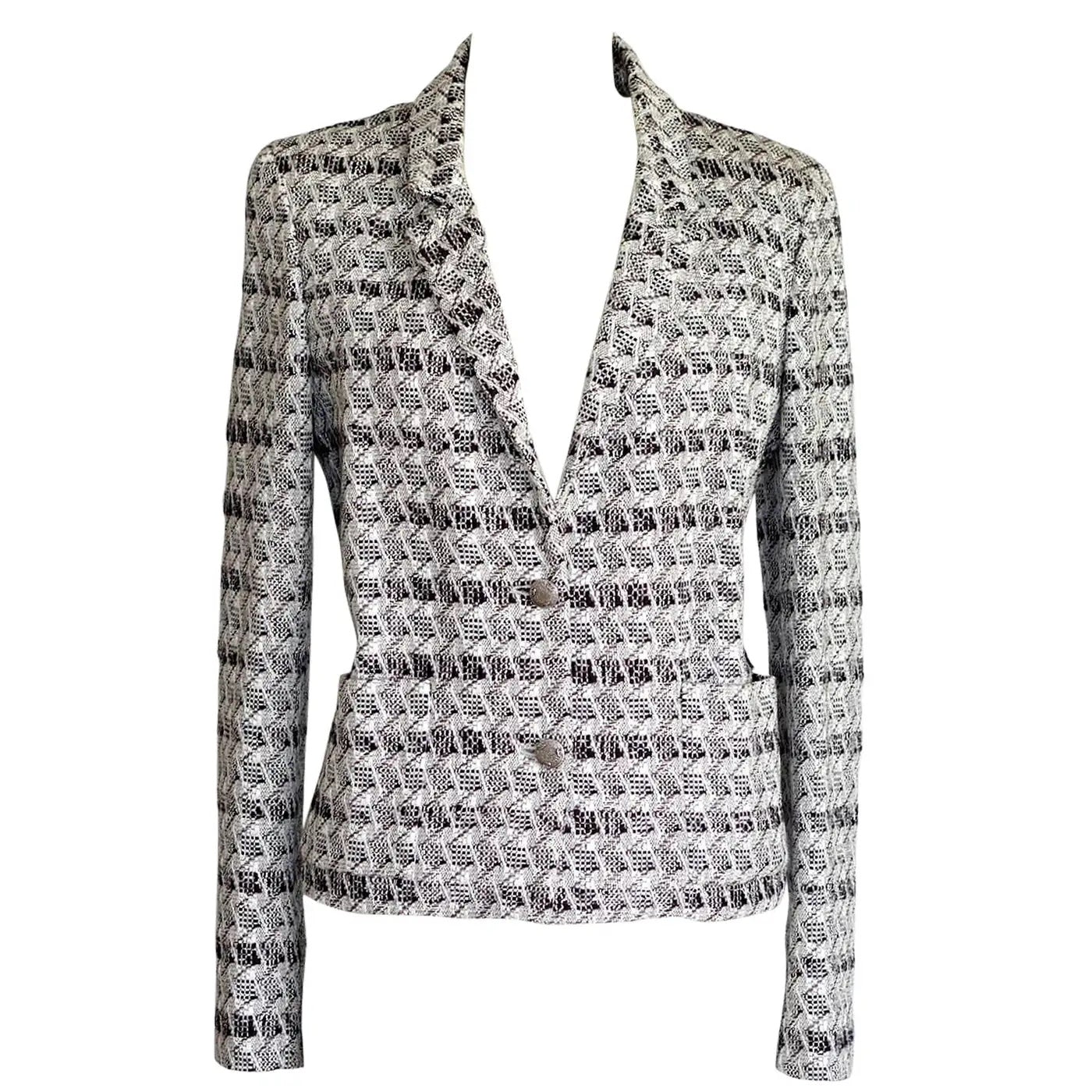 CHANEL SUBTLE SILVER THREAD TWEED BLAZER